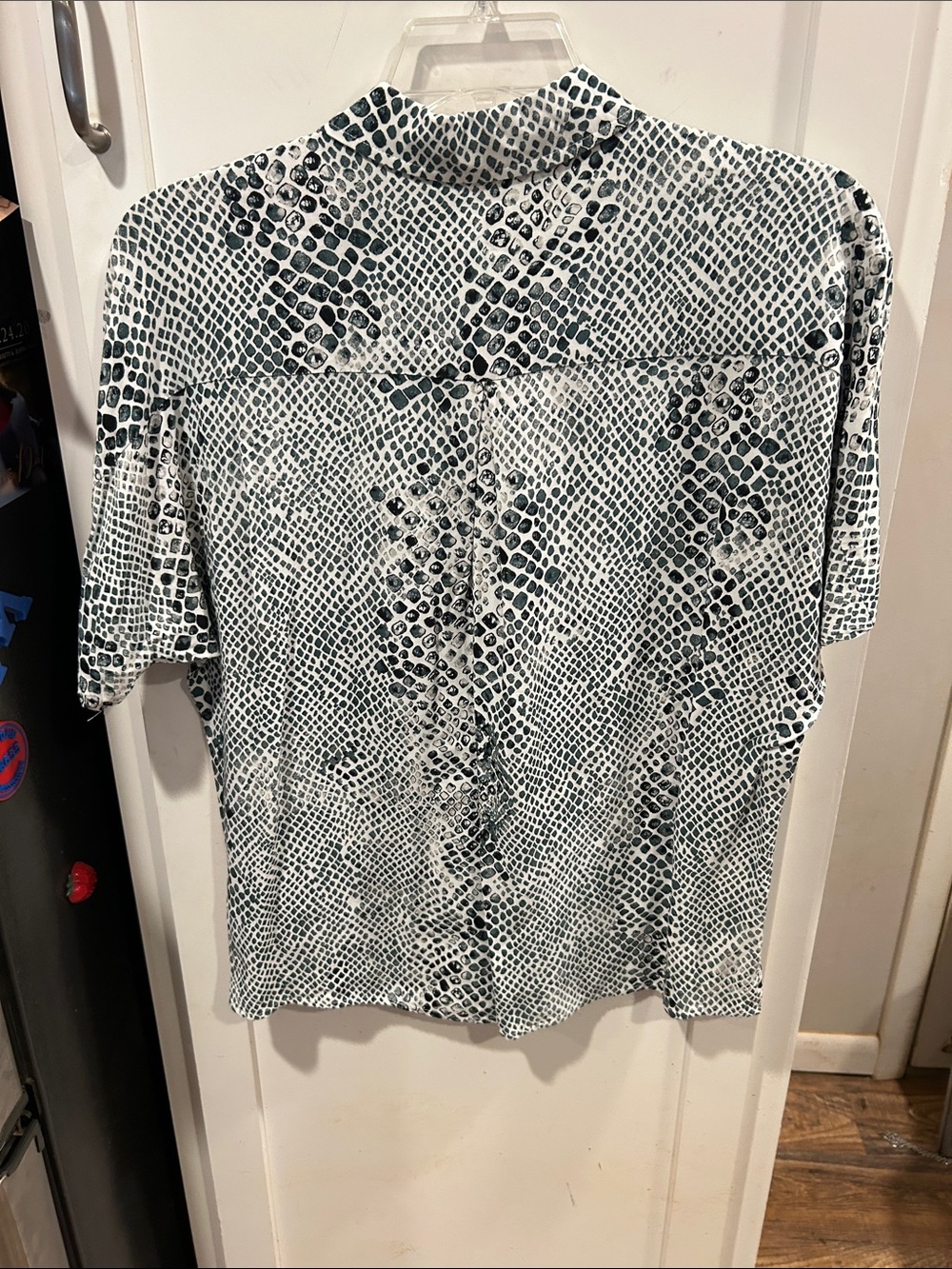 Buddy Love Short-Sleeve Button-Up Shirt in dark green and White Snake Print - Picture 8 of 11